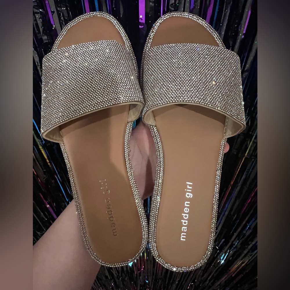 Madden Girl Glittering Slide Sandals